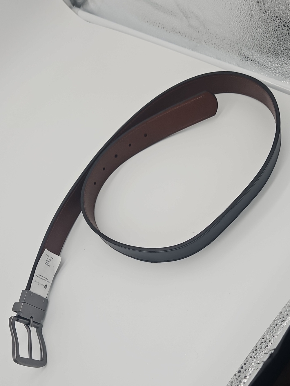 The Bradford Exchange Black and Brown Reversible Leather Belt for Men
